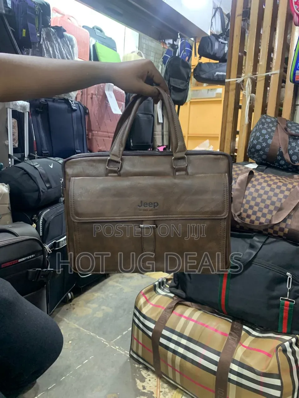 15inch Jeep Buluo Men's Leather Briefcase | Business Laptop Bag