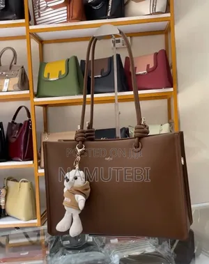 Taupe Structured Classic Style Office Tote Handbags