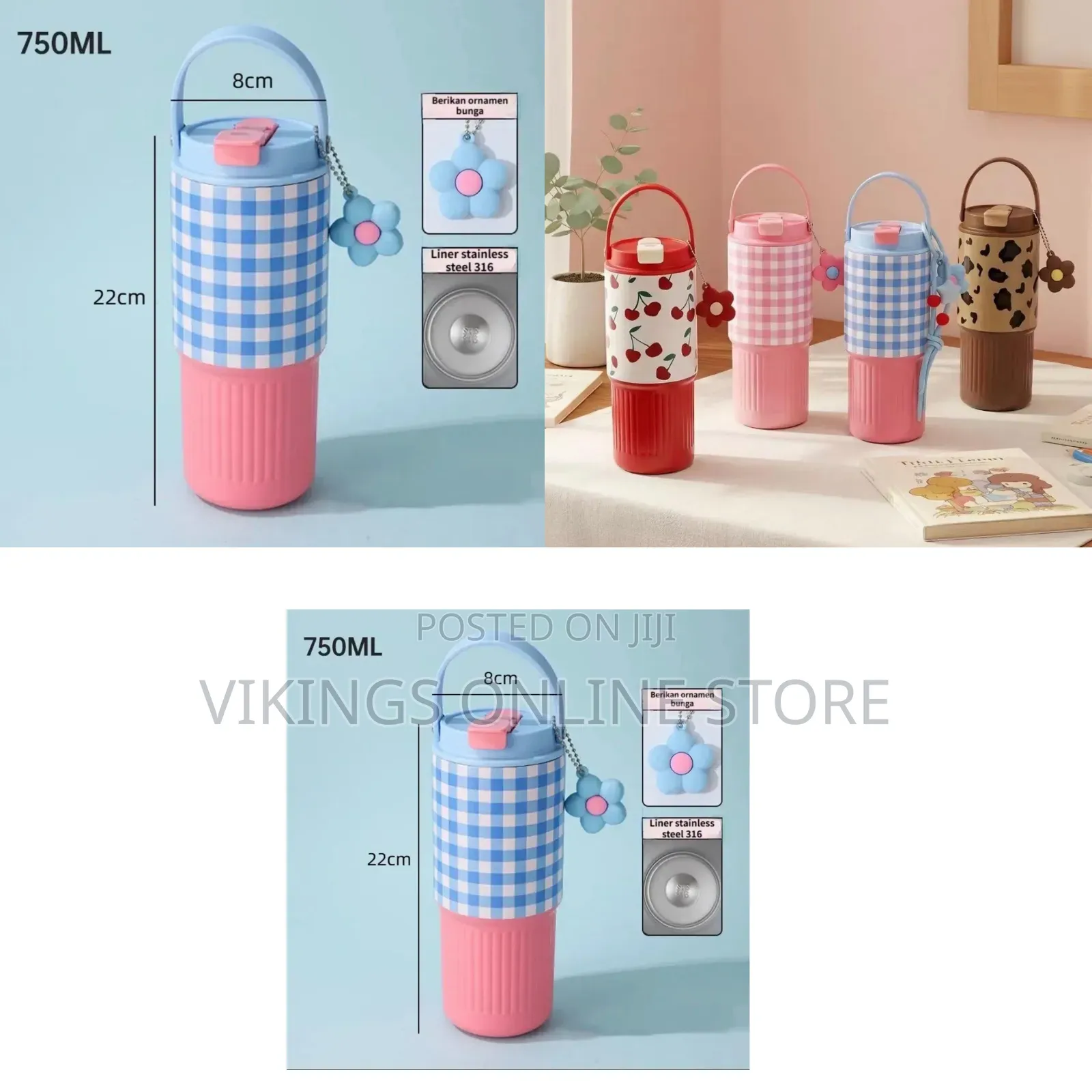 750ml Double-Wall Insulated Stainless Steel Travel Tumbler