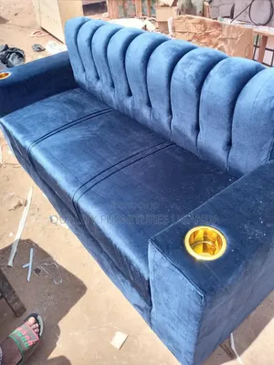 Blue Cupholders 3 Seater Sofa