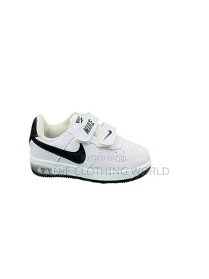 White and Black Swoosh - Lace + Velcro Strap- New Size 30 - 35