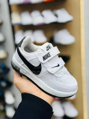 White and Black Swoosh - Lace + Velcro Strap- New Size 30 - 35
