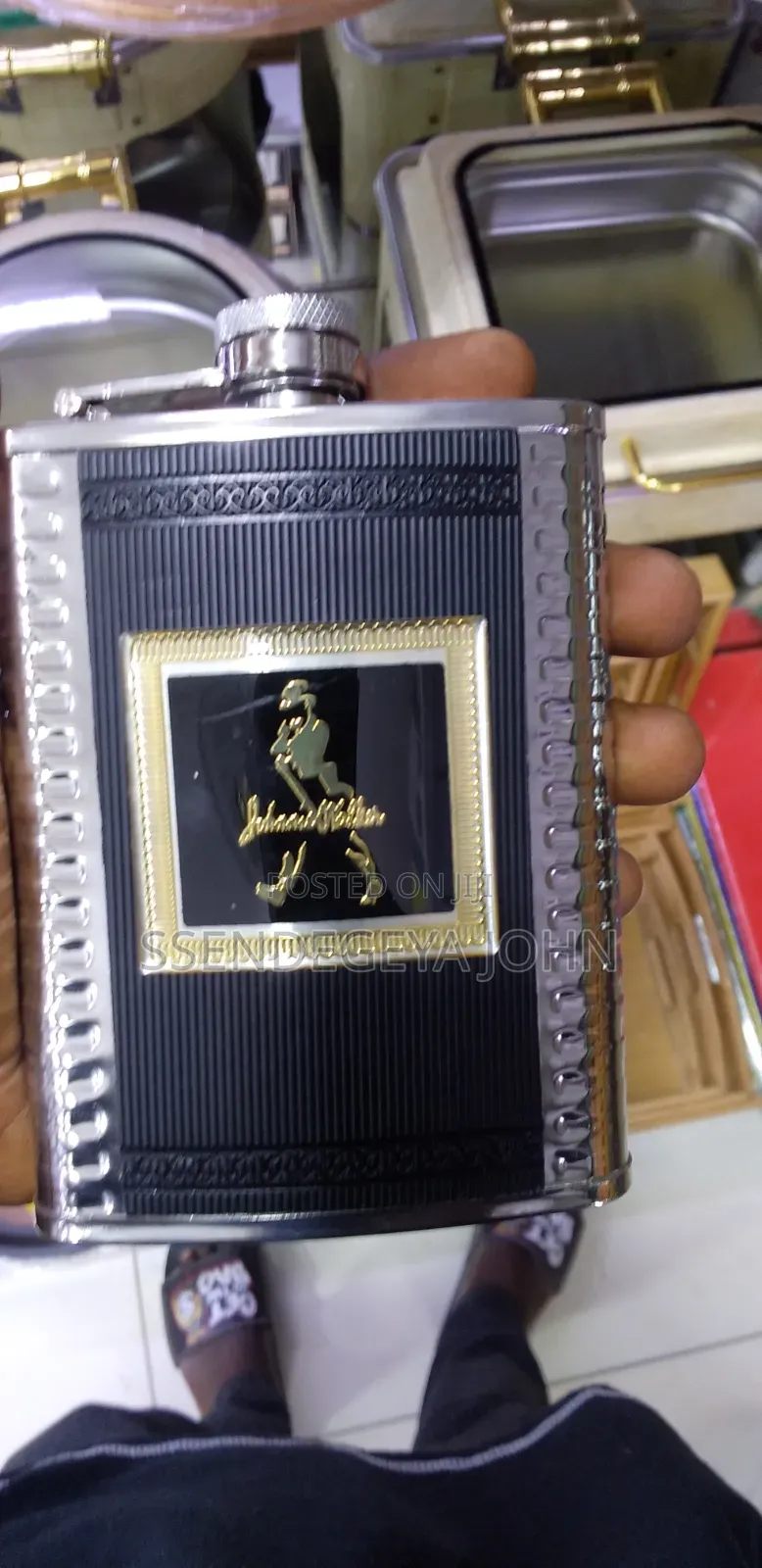 Silver Glitter Stainless Steel Hip Flask