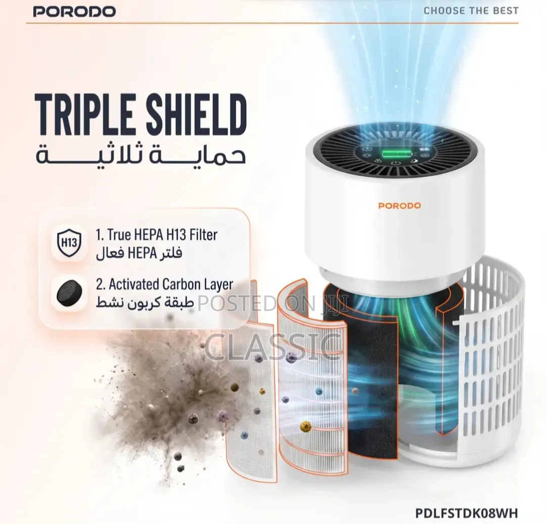 Porodo Lifestyle Purea Prime Smart Air Purifier With H13 HEPA Filter
