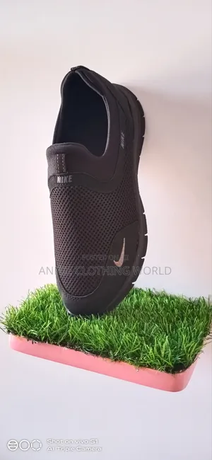 All Black Slip - On With Rose WhiteSwoosh Mesh Breathable Light