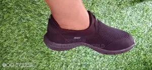 All Black Slip - On With Rose WhiteSwoosh Mesh Breathable Light