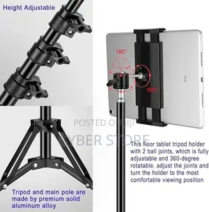 Tablet Tripod Stand, With 65 Inch Height Adjustable Tripod Stand