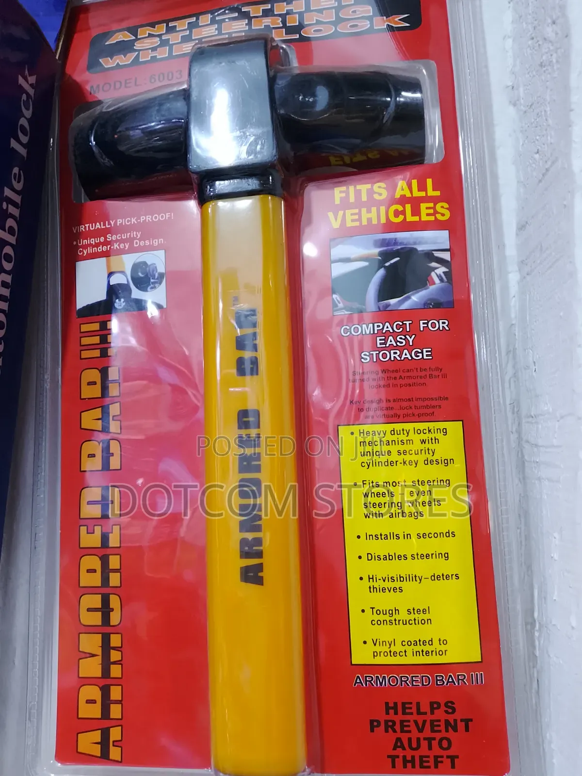 T-Shaped Universal Steering Wheel Anti-Theft Lock.