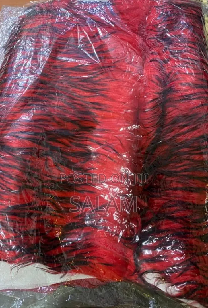 Universal Plush Fur Car Dashboard Cover Mat – Red & Black Tiger Print