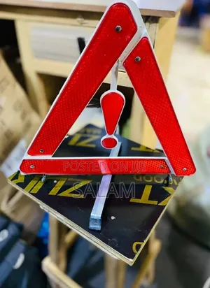 Pair of Emergency Warning Triangles With Center Exclamation Mark