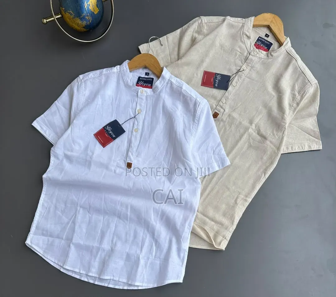 Men's Half-Sleeve Casual Cotton-Linen Shirt