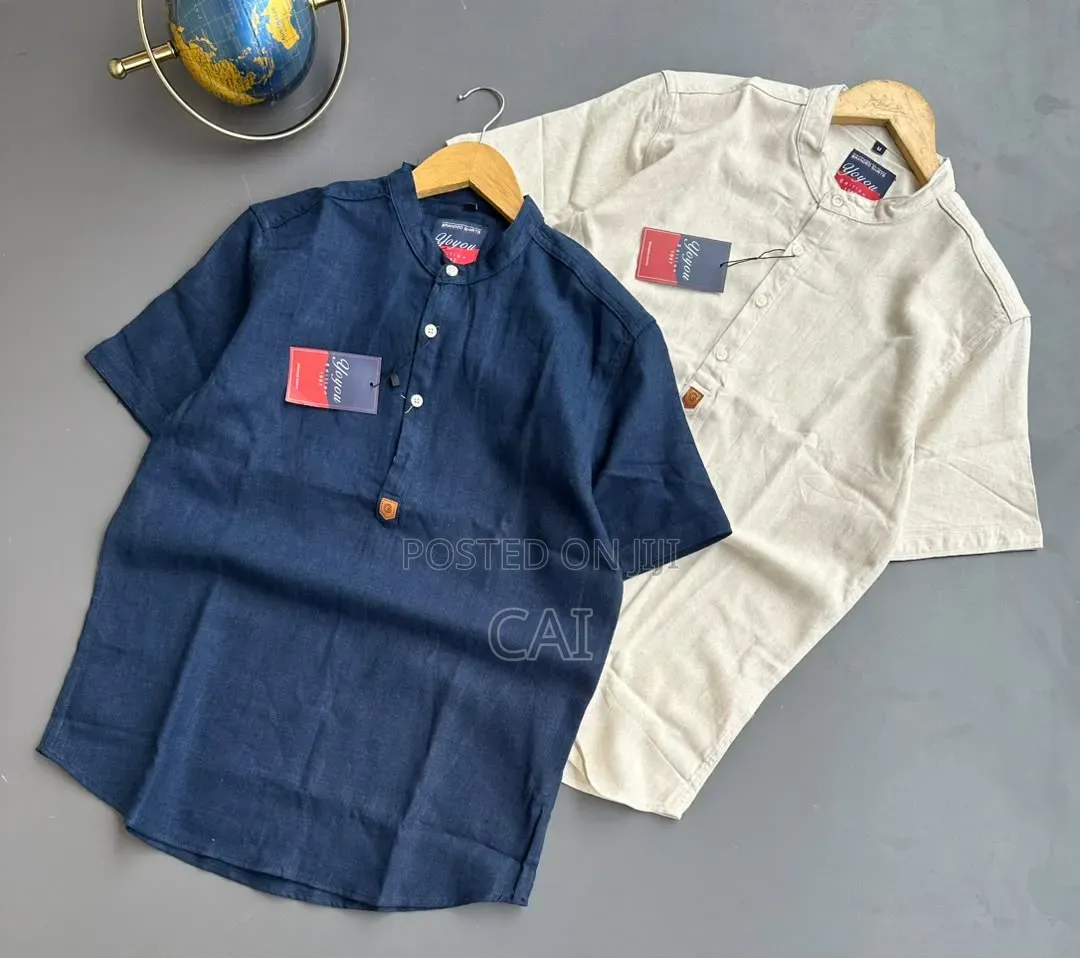 Men's Half-Sleeve Casual Cotton-Linen Shirt