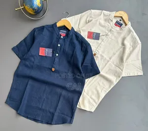 Men's Half-Sleeve Casual Cotton-Linen Shirt
