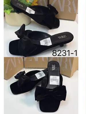Ladies Classy Heels Collection Mesh Bow and Studded Sling Back Heels