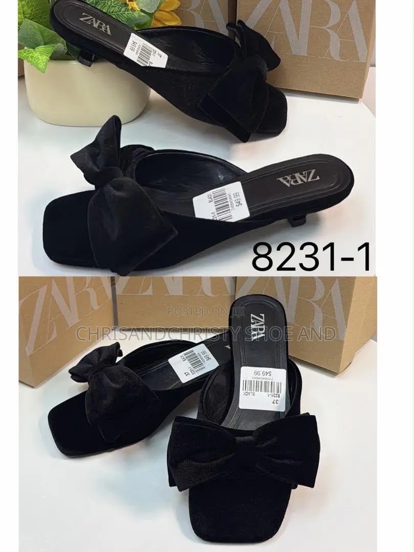Ladies Classy Heels Collection Mesh Bow and Studded Sling Back Heels