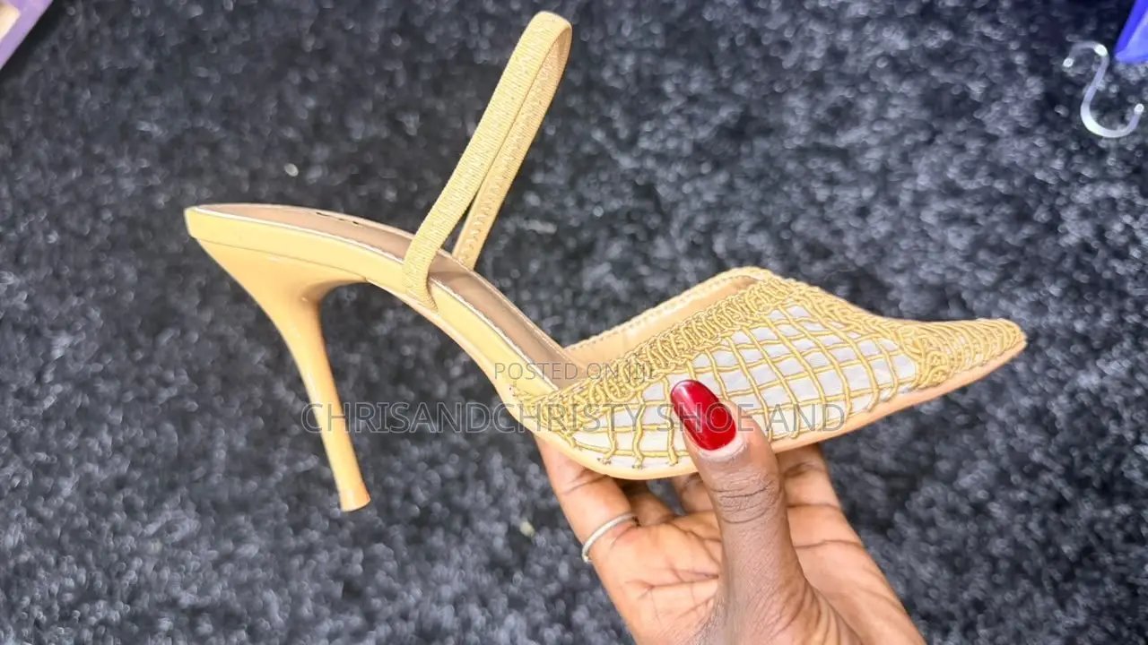 Ladies Classy Heels Collection Mesh Bow and Studded Sling Back Heels
