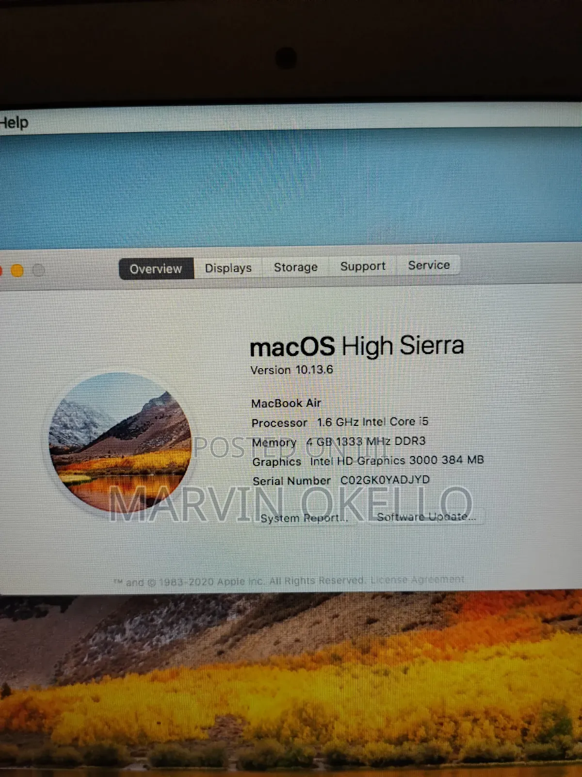 Laptop Apple MacBook 4GB Intel Core i5 SSD 140GB