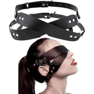 Blindfold Costume Harness Cosplay Head Strap Face BD_SM Mask - Black