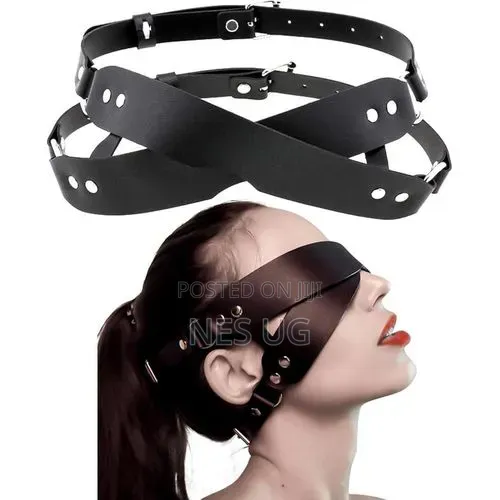 Blindfold Costume Harness Cosplay Head Strap Face BD_SM Mask - Black