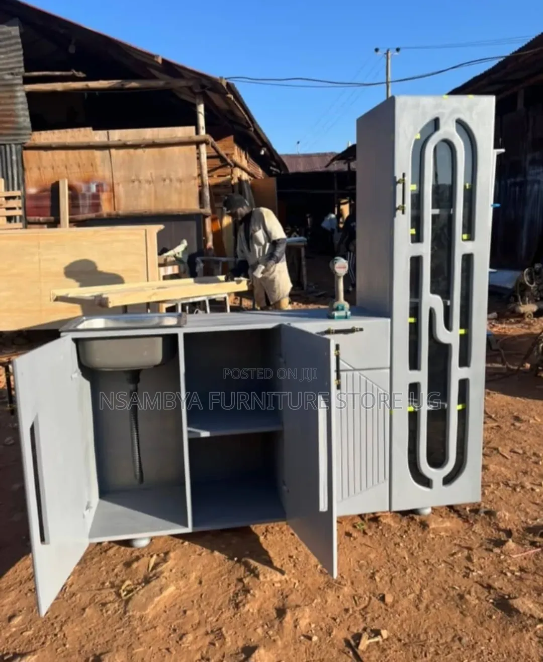 Modern Sink Cabinet Stand Well Made and Finished in Grey Color