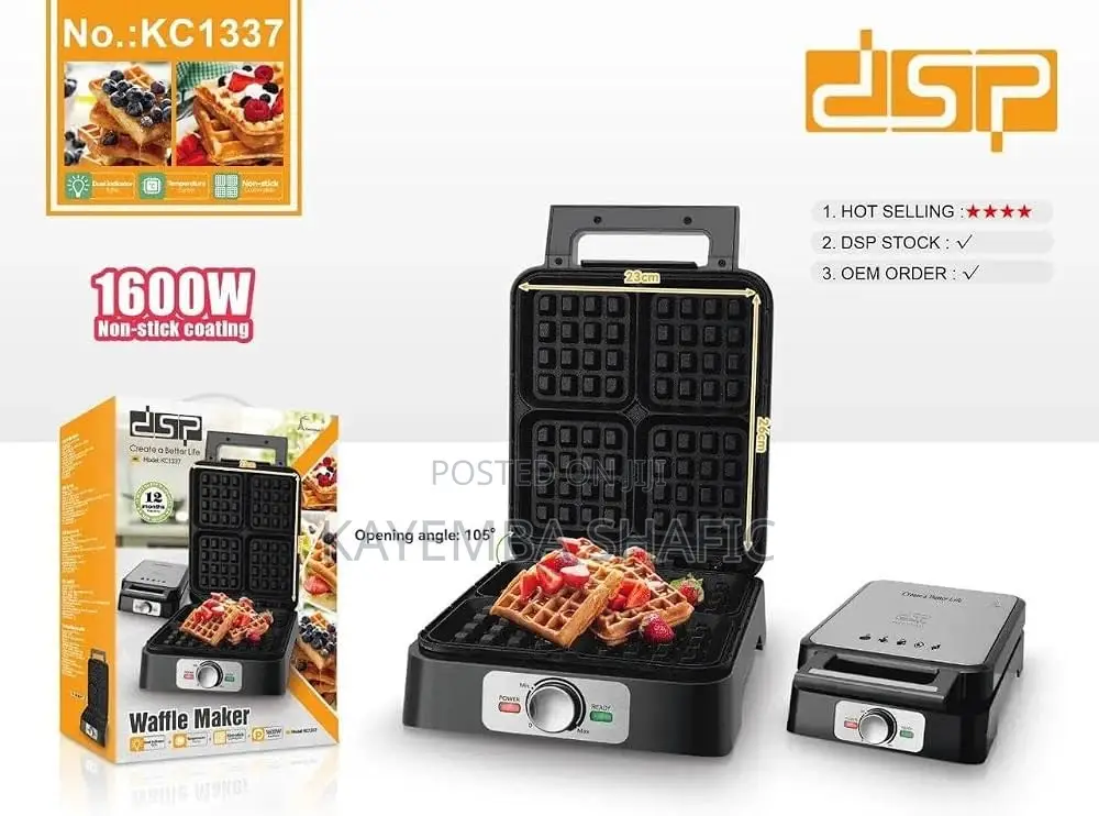 DSP 4-Slice Electric Belgian Waffle Maker 1600W (Model KC1337) - New