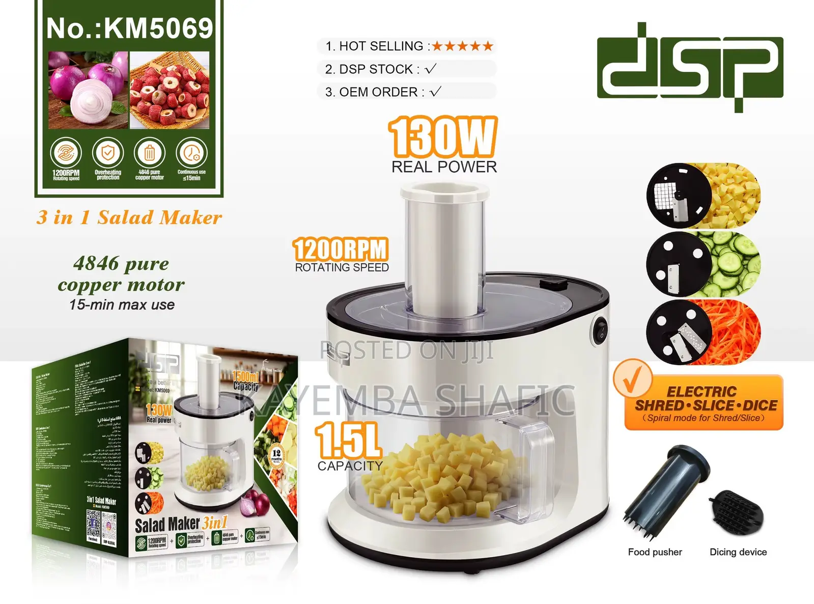 Brand New DSP 3-in-1 Electric Salad Maker & Vegetable Chopper KM5069