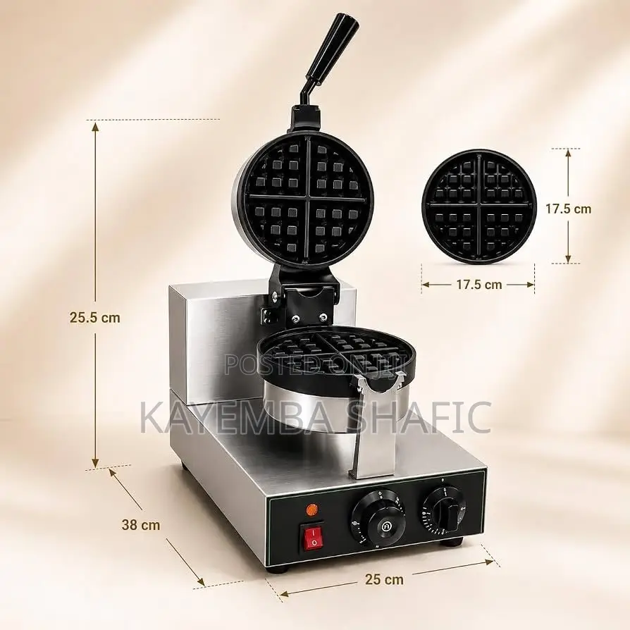 Commercial Single Round Belgian Waffle Maker Machine - 1000W