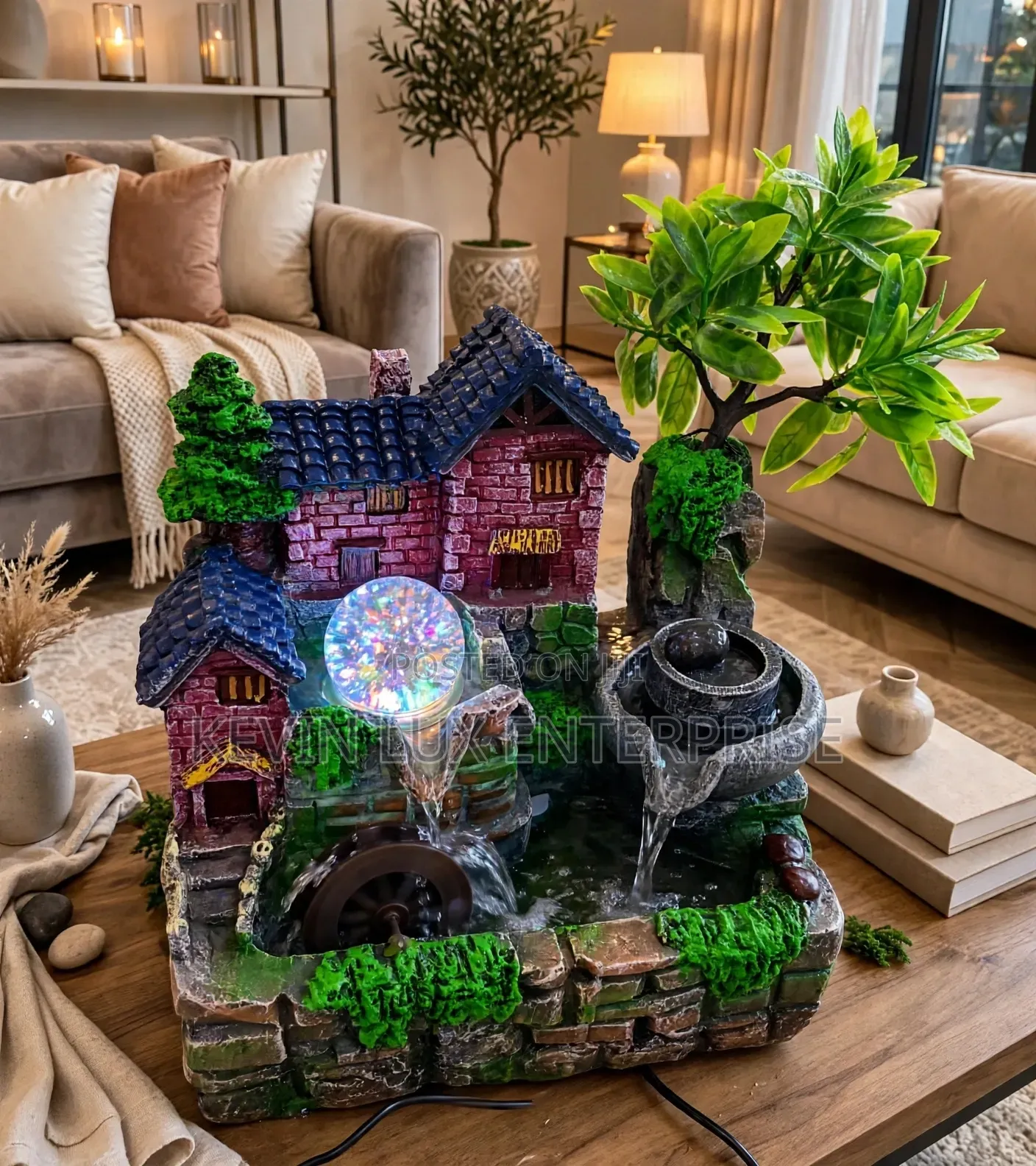 Twin Cottage Tabletop Water Fountain