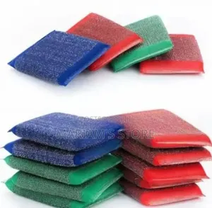 Multi-Colored Set of Heavy-Duty Scouring and Mesh Dish-Washing Pads