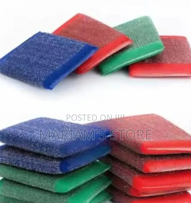 Multi-Colored Set of Heavy-Duty Scouring and Mesh Dish-Washing Pads