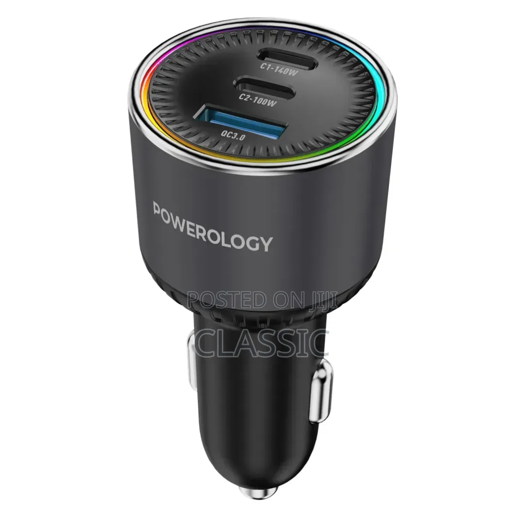 Powerology Élan 240W Dual USB-C and USB-A Car Charger
