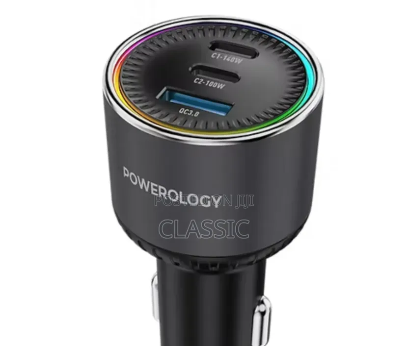 Powerology Élan 240W Dual USB-C and USB-A Car Charger
