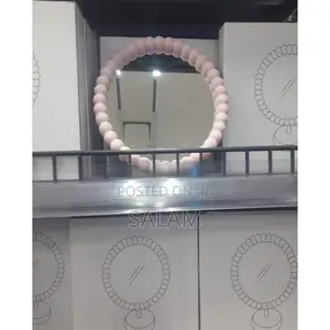 Decorative Round Tabletop Mirror - Beaded Frame for Makeup & Vanity