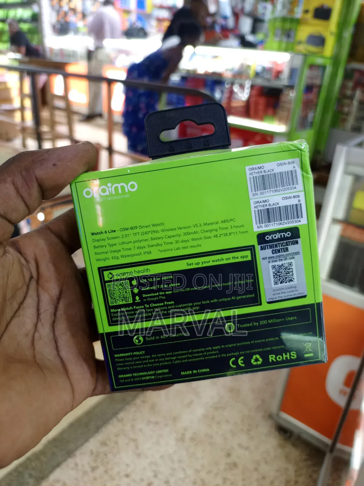 Oraimo Watch 6 Lite (Model: OSW-809) Smartwatch Box.