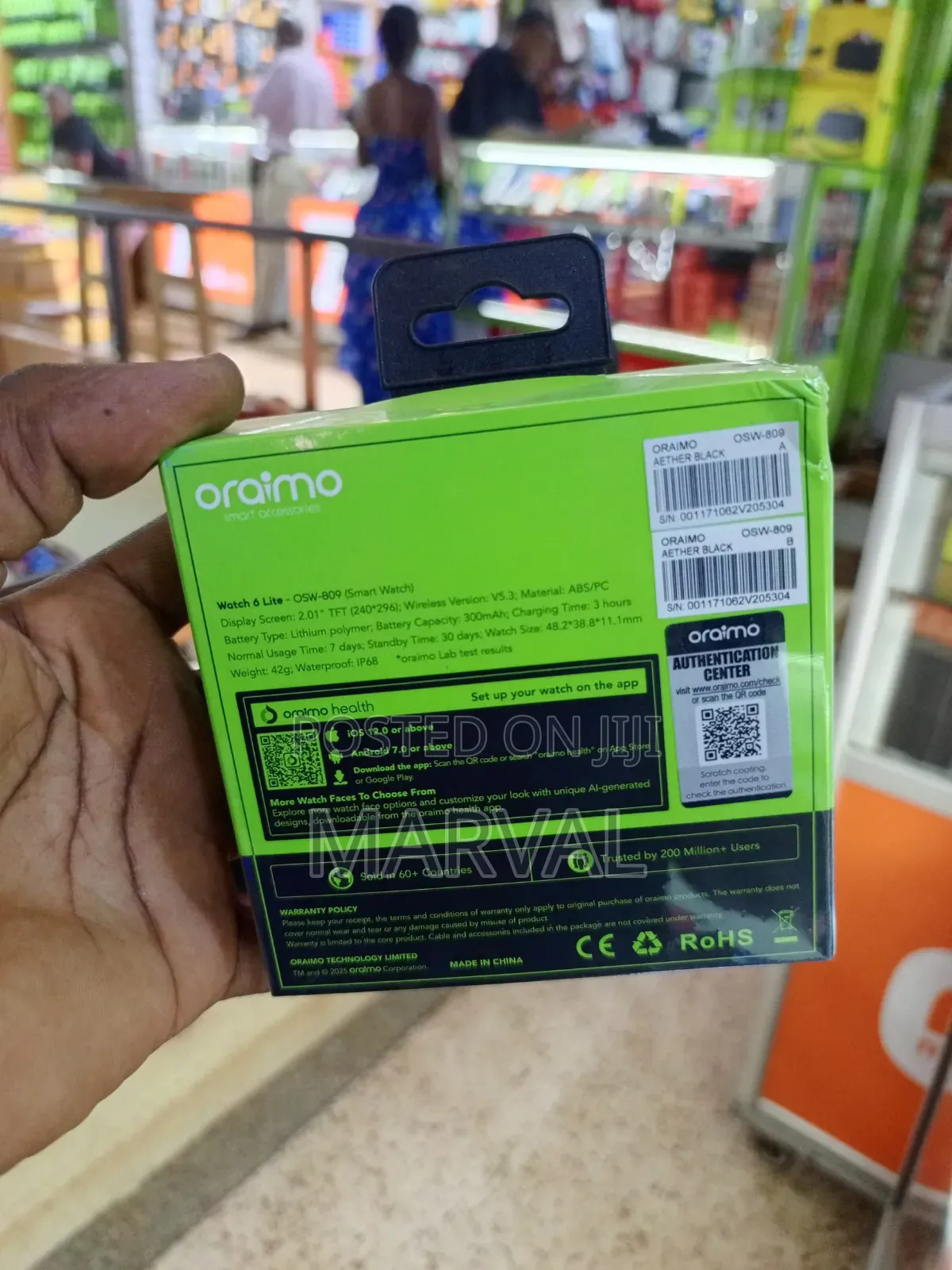 Oraimo Watch 6 Lite (Model: OSW-809) Smartwatch Box.