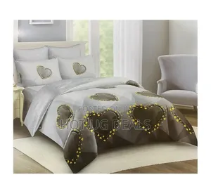 4Pc Duvet ( 2 Pillow Cases, 1 Bedsheet, 1 Duvet) - Brown With Grey 5x6