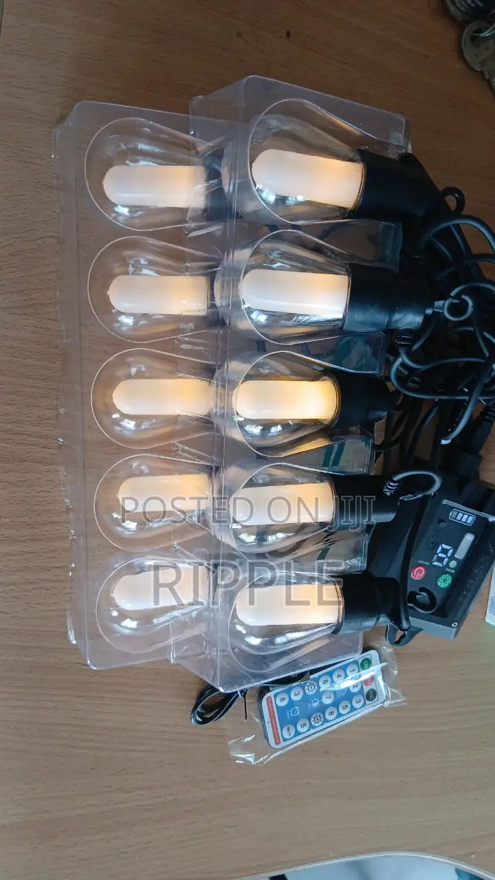 Aerbes 10M Solar String Lights – 10 LED Bulbs With Remote