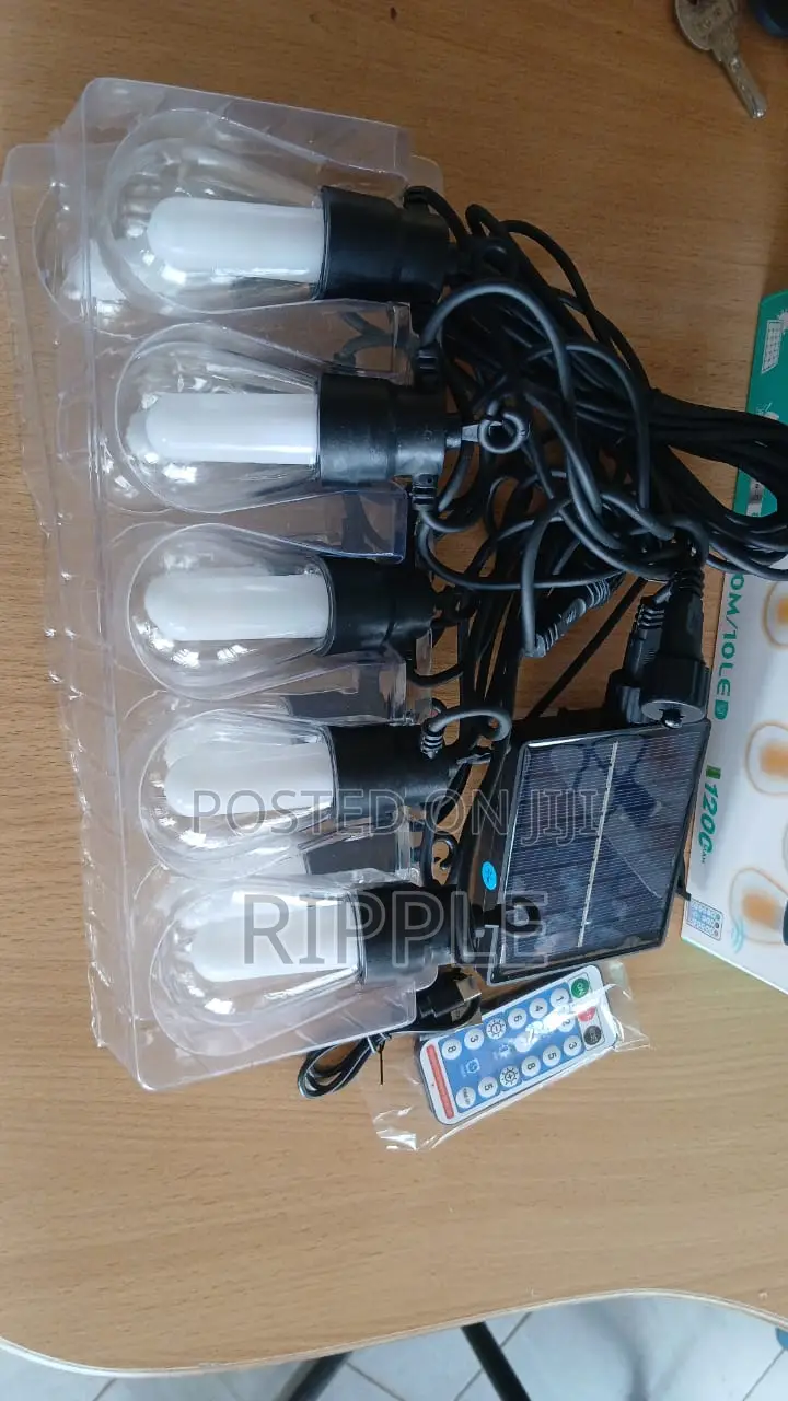 Aerbes 10M Solar String Lights – 10 LED Bulbs With Remote