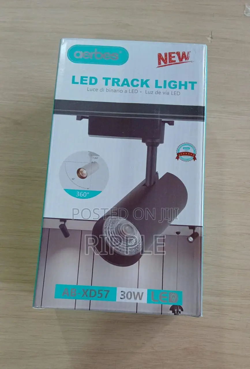 Aerbes 30W LED Track Spotlight – Adjustable 360° Black