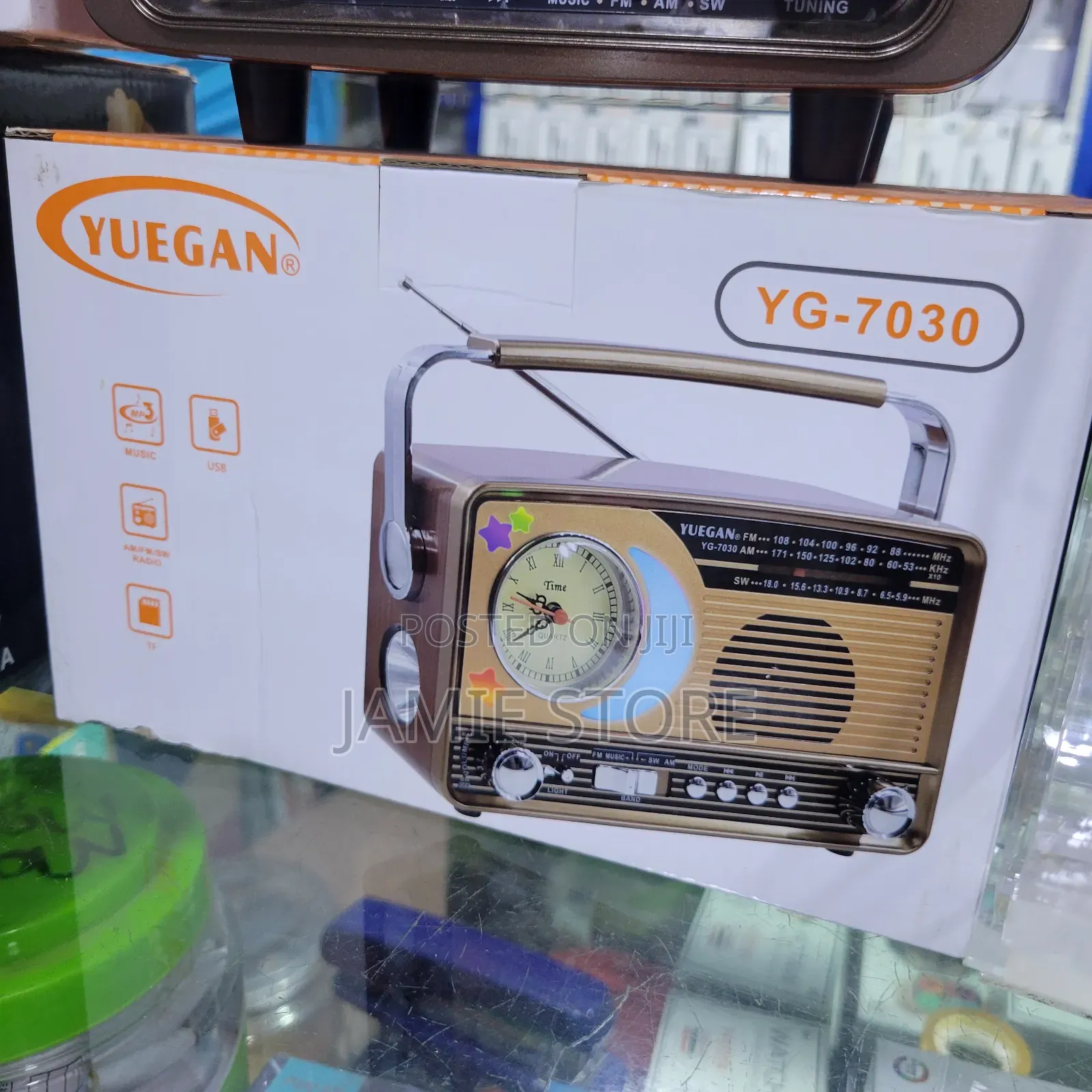 YG-7030 Manual FM Radio With Inbuilt Clock USB TF