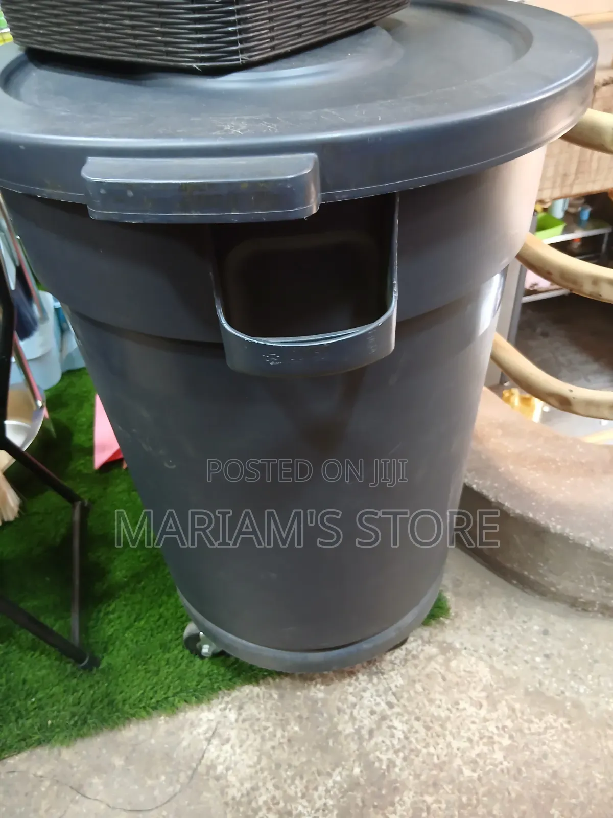 Large, Grey Commercial Circular Waste Bin