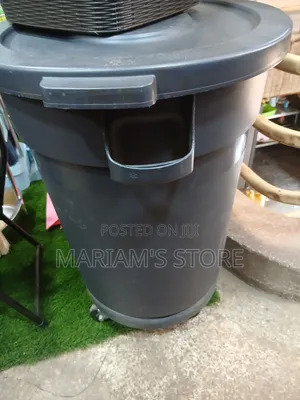 Large, Grey Commercial Circular Waste Bin