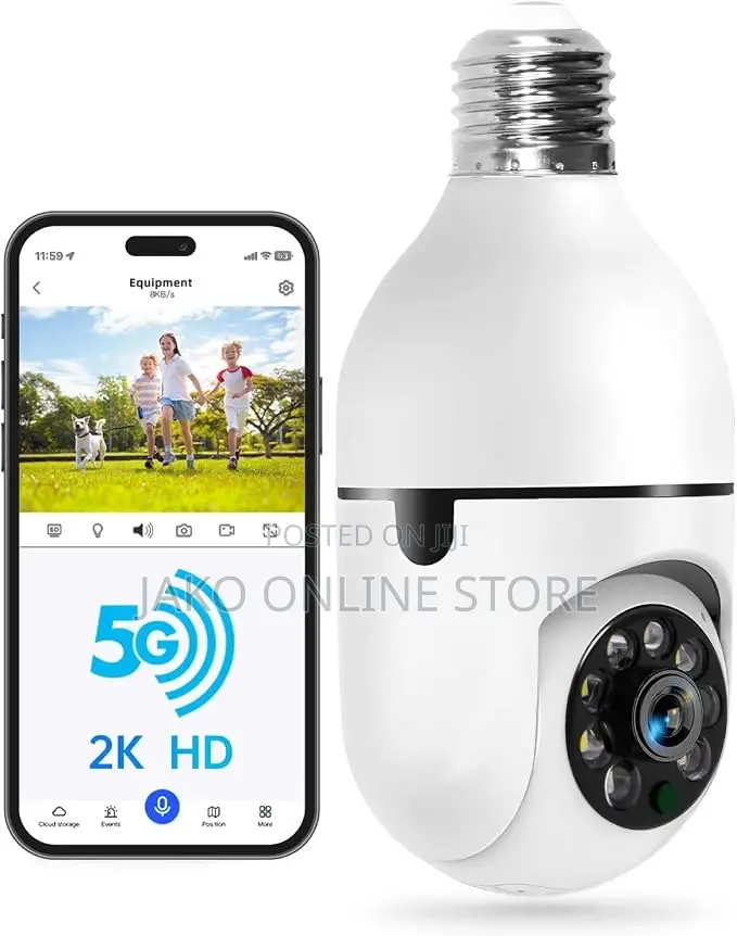 Smart Wi‐Fi Bulb Camera (360° Panoramic Security Light).