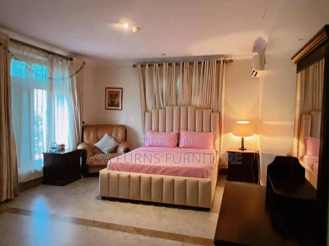 Beige Velvet Channel Bed /5by6 Hotel Bed