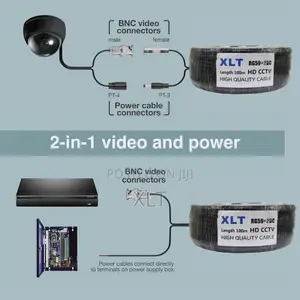 XLT RG59 Coaxial Cable With Power, 75 Ohms,0.81mm CCS-100m