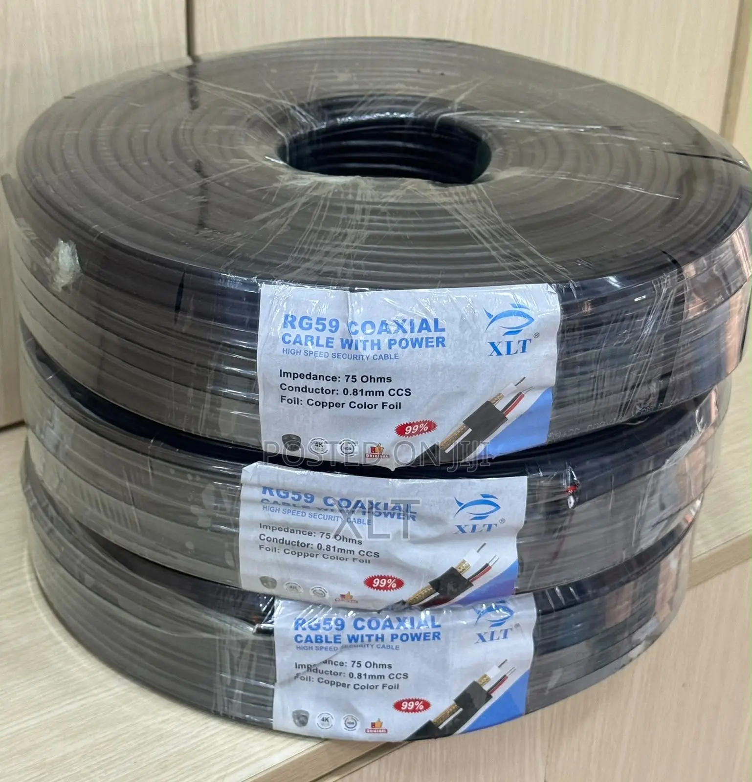 XLT RG59 Coaxial Cable With Power, 75 Ohms,0.81mm CCS-100m