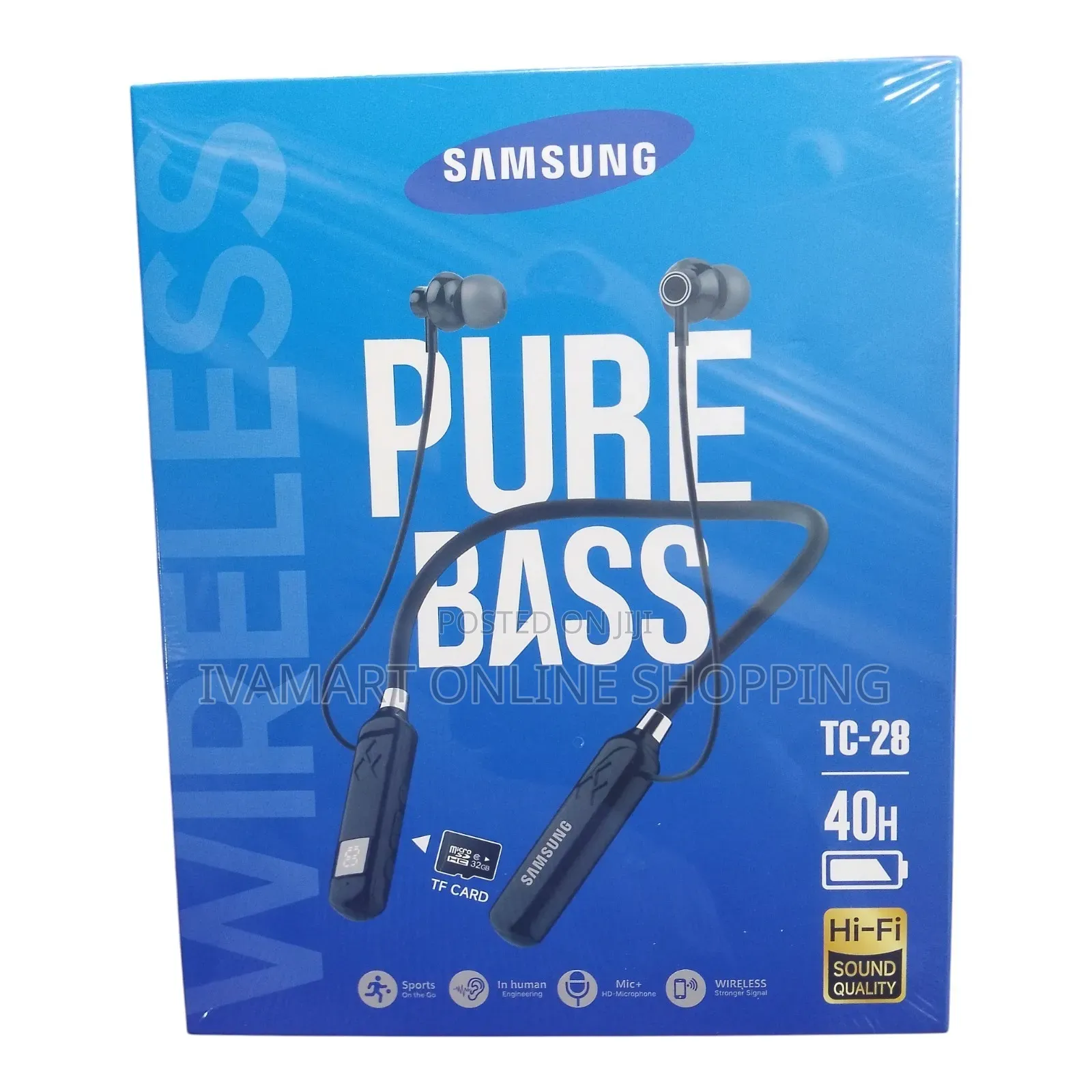 Samsung Pure Bass TC-28 Neckband Earphones – 40H Battery, TF Card
