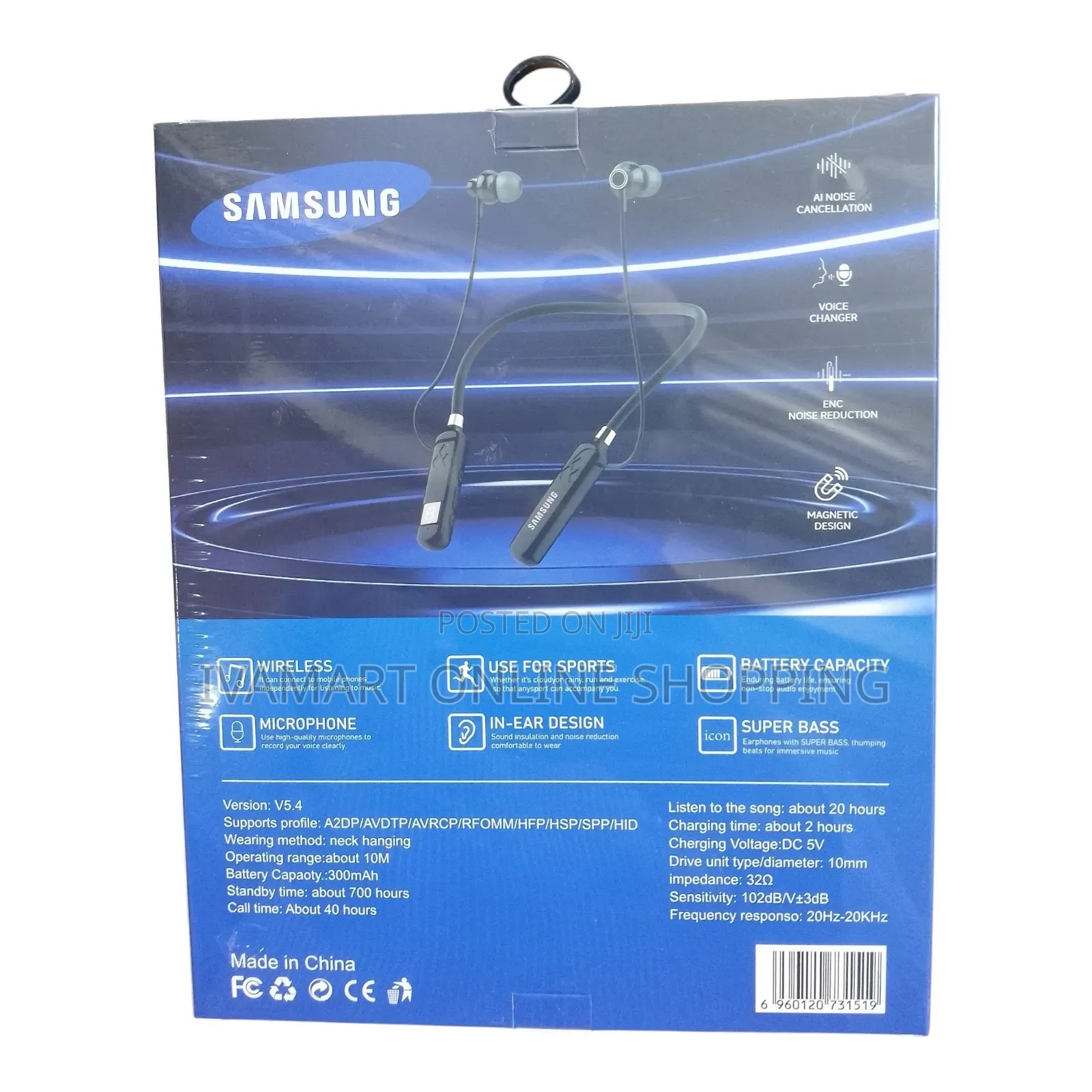 Samsung Pure Bass TC-28 Neckband Earphones – 40H Battery, TF Card