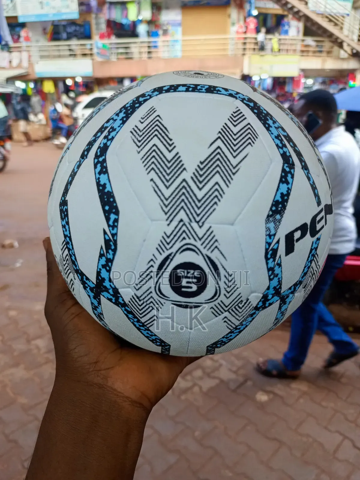 White and Blue Penta Waterproof Soccer Ball