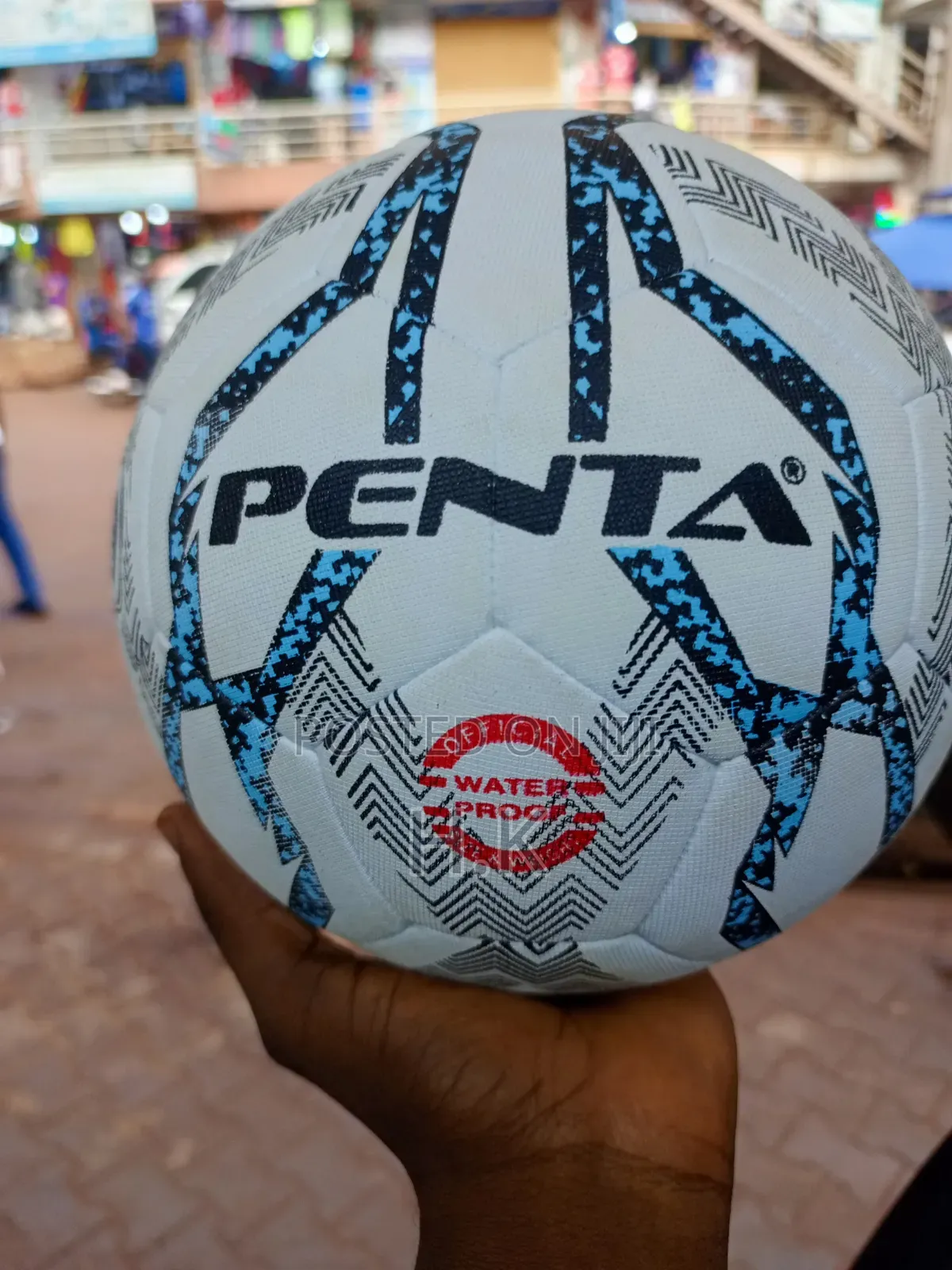 White and Blue Penta Waterproof Soccer Ball
